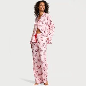NWT~Victoria's Secret Signature Satin Long Pajama Set SIZE L SHORT